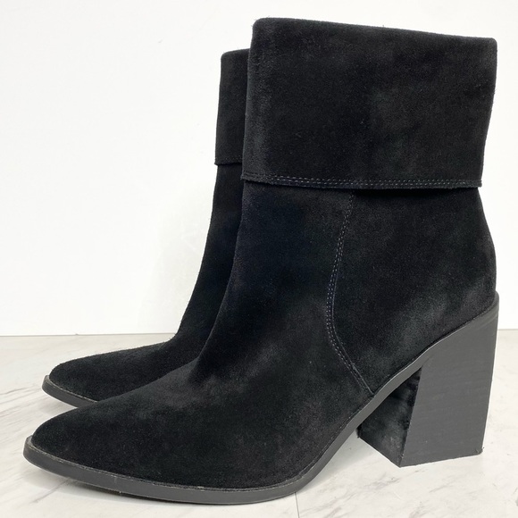 Blondo Sidnee Black Suede Heeled Bootie 7 1/2 - Picture 1 of 14